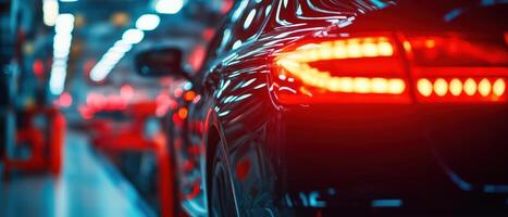 Automated Quality Control Robots Examining Luxury Automobile in Modern Production Line photo