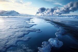 Visual Representation of Climate Feedback Loops and Ice Melt in a Coastal Landscape photo