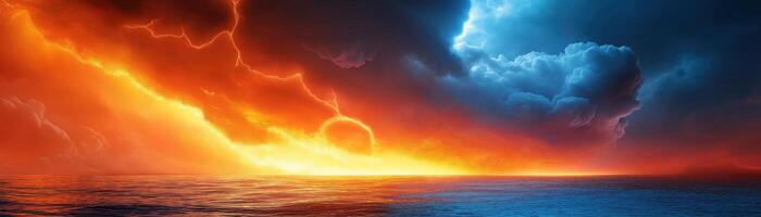 Expansive Ocean Scene Showcasing Heat Absorption and Dramatic Sky Colors photo