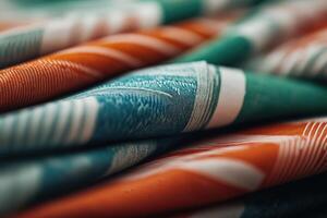 Close-Up of International Currency Notes Blending Together in a Colorful Abstract Display photo