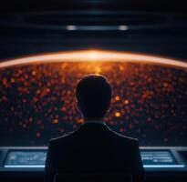 CEO in Futuristic Display Showcasing Growth Potential photo