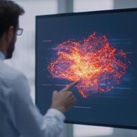 Business Partners Analyzing Market Trends with Holographs photo
