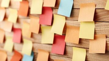 Creative Board with Colorful Sticky Notes for Ideas photo