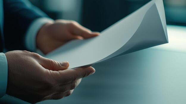 Hands Holding Document for Business Strategy Review photo