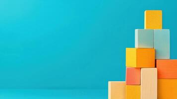 Creative Workspace with Building Blocks for Business Goals photo