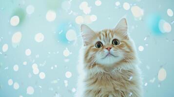 Cat Celebrates New Year Countdown Party photo