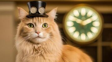 Sophisticated Cat with Top Hat and Monocle photo