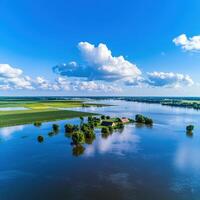 Floodwaters Overtaking Submerged Farm and Barns photo
