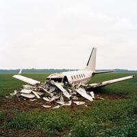 Wreckage of a Plane Scattered Across a Field photo