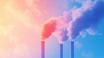 Futuristic Carbon Capture Plant with Smokestacks photo