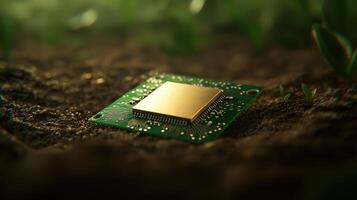 Biodegradable Electronic Circuit on Soil Surface photo