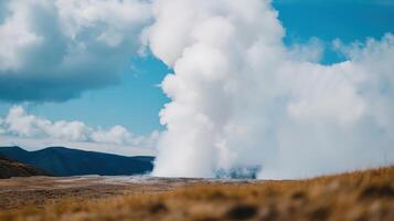 Volcanic Landscape with Geothermal Power Eruption photo