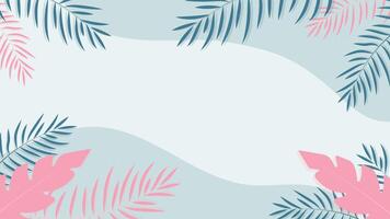 Soft abstract summer background with blue and pink palm leaves perfect for seasonal designs and creative projects with a tropical and minimal style vector