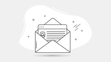 Minimal email icon showing an envelope with a document inside perfect for communication web apps UI UX design newsletters and digital marketing interfaces vector