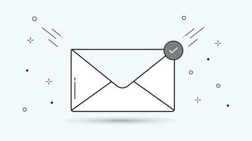 Minimal email icon showing envelope with checkmark symbol perfect for notifications messages confirmation and web or mobile communication interface designs vector