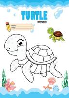 Turtle Coloring Sheet - Easy Print for Kids vector