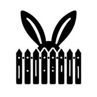 A black and white illustration of a fence with a rabbit's head vector