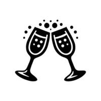 Two glasses of champagne are toasting each other vector