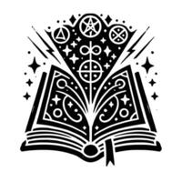 An open book with a pentagram and stars on it vector