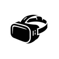 Virtual reality headset icon, black and white illustration vector