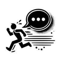 A man running with a speech bubble above him vector