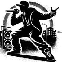 Hip hop artist with microphone and speaker vector