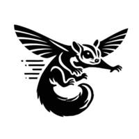 A black and white squirrel with wings on it vector