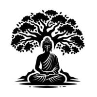 Buddha under tree illustration vector