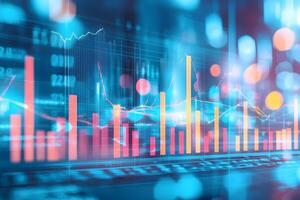 Dynamic Financial Data Visualization Stock Market Charts Graphs and Data Analysis photo