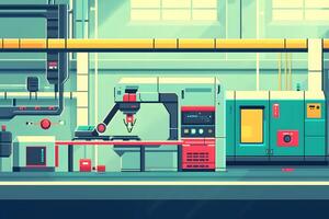 Advanced Industrial Robotic Arm CNC Machine in Modern Factory Setting photo
