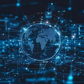 Global Network Connectivity Digital World Data Flow and Interconnectedness Visualization photo
