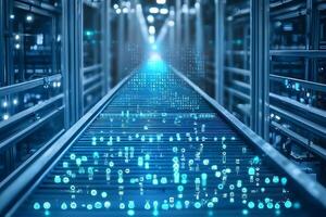 Futuristic Data Center Server Room Digital Information Flow Technology Concept photo