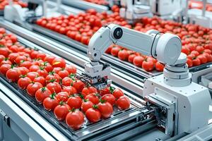 Automated Robotic Tomato Harvesting and Processing in Modern Factory photo