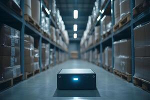 Autonomous Mobile Robot in Modern Warehouse Automated Logistics Inventory Management System photo