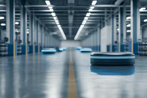 Autonomous Robots in Modern Warehouse Futuristic Automated Logistics System photo