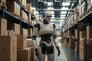 Modern Warehouse Robot Automation AI in Logistics Industrial Robotics Efficient Cargo Handling photo