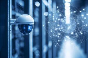 Modern Security CCTV Camera System with Network Data Visualization photo