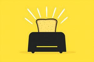 Delicious Toasted Bread Popping Up from a Black Toaster on Yellow Background photo