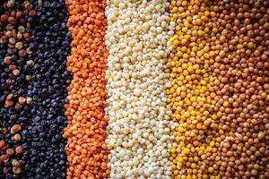 Colorful Assortment of Legumes and Grains Lentils Millet and More for Healthy Eating photo