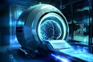 A futuristic machine with a brain inside photo