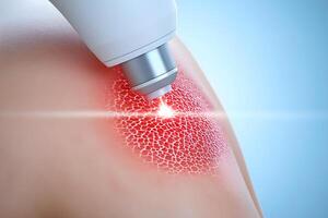 A person is using an electric laser to treat a skin problem photo