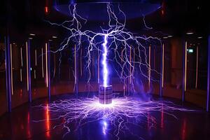 A large light bulb with lightning coming out of it photo