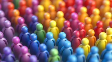 Many colorful people are standing in a row photo