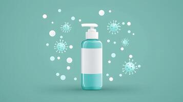 Preventative Hand Sanitizer Bottle with Virus Protection Concept photo