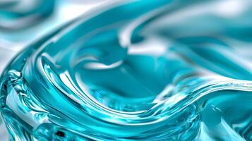 Abstract Turquoise Liquid Swirl Texture Background Flowing Gel Glossy Aqua Waves photo