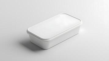 Blank White Rectangular Food Container with Lid Packaging Mockup Product Presentation photo