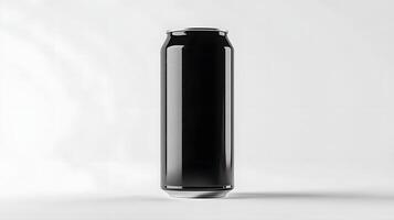 Sleek Black Aluminum Beverage Can Mockup Perfect for Branding and Design Projects photo