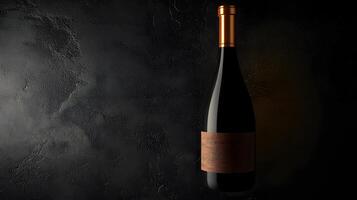 Elegant Red Wine Bottle on Dark Textured Background Wine Label Design Beverage Photography photo