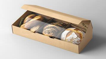Assorted Artisan Breads in Eco Friendly Cardboard Gift Box with Window photo