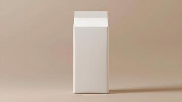 Blank White Carton Packaging Mockup on Beige Background Product Design Template photo